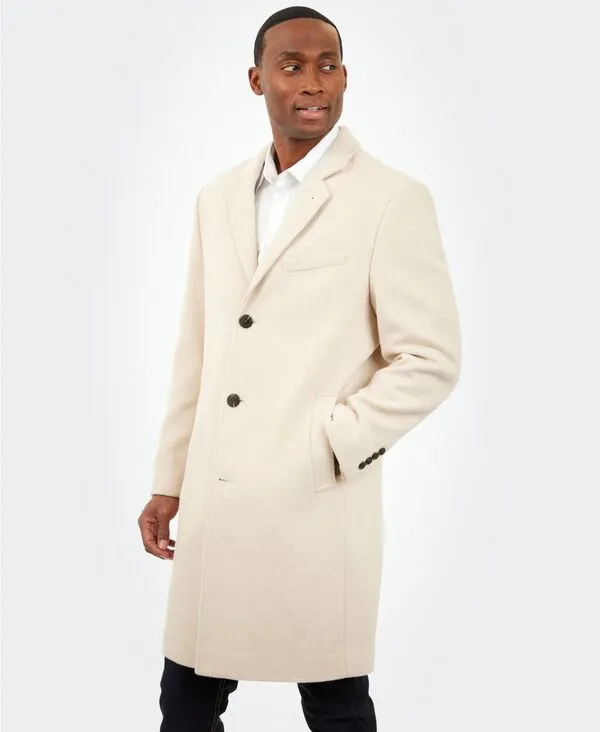 ロンドンフォグ メンズ アウター ジャケット・ブルゾン ウール コート London Fog Men Signature Wool-Blend Overcoat Ecru エクリュ