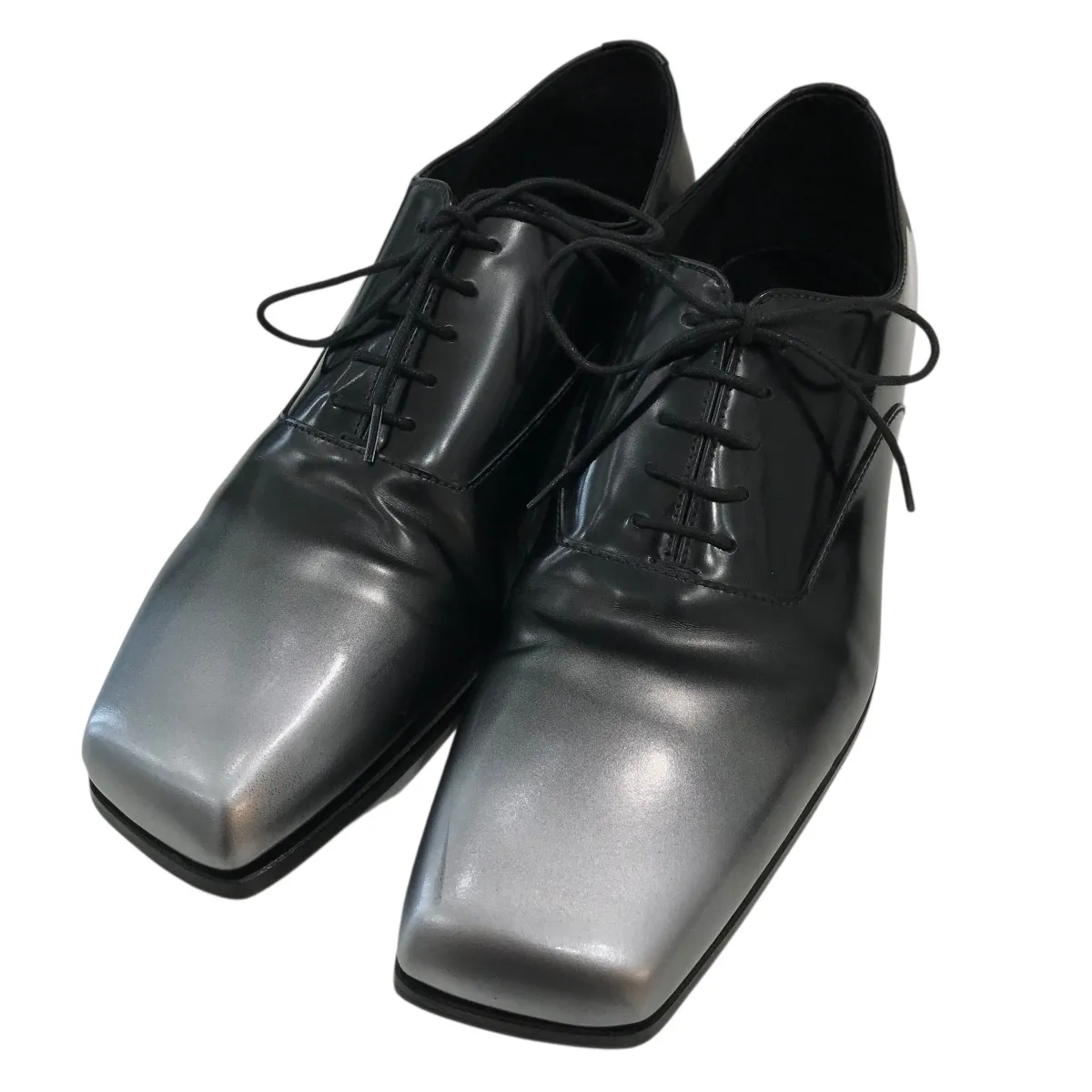 【中古】<br>PRADA<br>グラデーションレザーシューズ 2EA165 ブラック×シルバー サイズ：6 1/2(25.5CM相当)<br>【価格見直し】