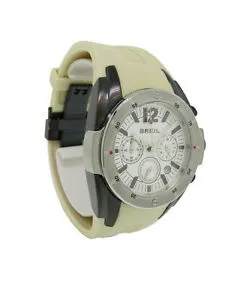 【送料無料】腕時計 メンズラウンドアナログホワイトクロノグラフシリコーンウォッチbreil bw0235 mens round analog white chronograph date silicone taupe watch