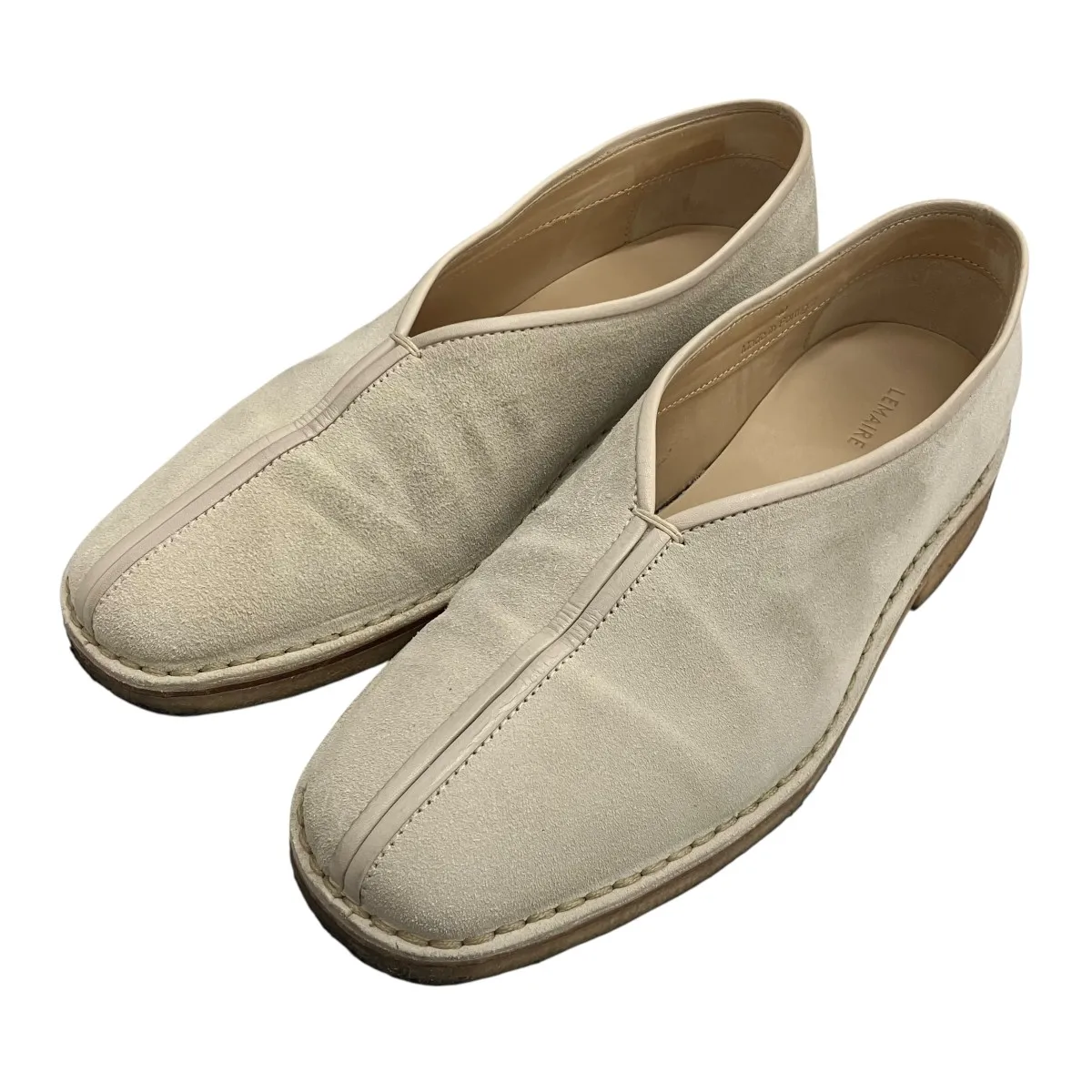 【中古】LEMAIRE 【PIPED CREPE SLIPPERS】 スウェードシューズ ライトペリカングレー サイズ：40 【110426】（ルメール）