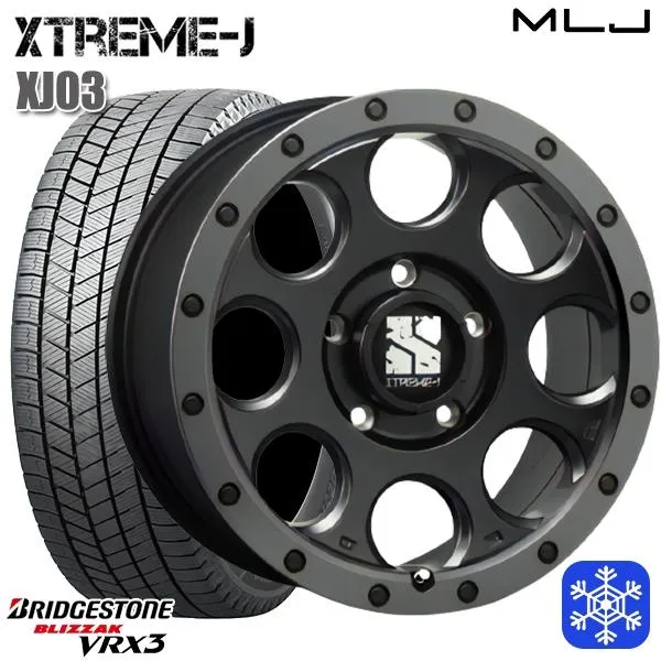 215/70R16インチ ブリヂストン ブリザック VRX3 5H114.3 スタッドレスタイヤホイール4本セット MLJ エクストリームJ XJ03