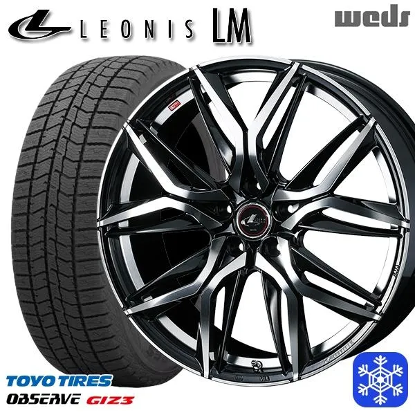 225/50R18インチ TOYO トーヨー オブザーブ ギズ3 GIZ3 5H114.3 スタッドレスタイヤホイールセット ウェッズ レオニス LM PBMC