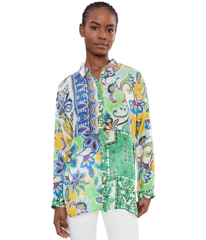 ジョニーワズ レディース トップス シャツ パッチワーク Johnny Was The Audrey Tunic - Armeria PatchworkWo Armeria Mix