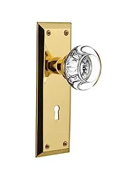 【中古】【輸入品・未使用】Nostalgic Warehouse新しいYorkプレートwith Keyholeラウンドクリアクリスタルガラスノブ Privacy - 2.75\" 718674 1