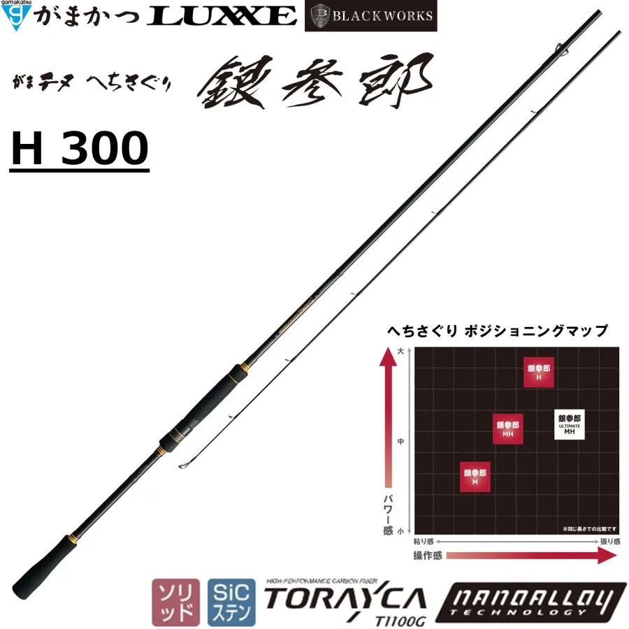(送料無料)がまかつ/Gamakatsu がまチヌ へちさぐり 銀参郎 H300 H 3.0ｍ 20121 ヘチ釣り 並継 印籠継