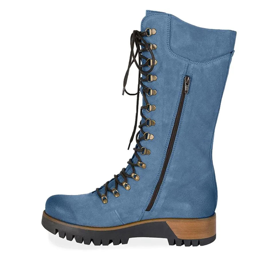 【並行輸入品】Fringe Cowgirl Boots Wide Calf Denim Boots for Women Mid Calf Bo