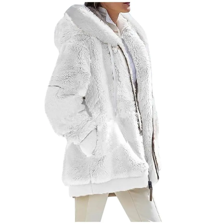 【並行輸入品】AMXYFBK Winter Coats for Women Fuzzy Fleece Hooded Jackets Color