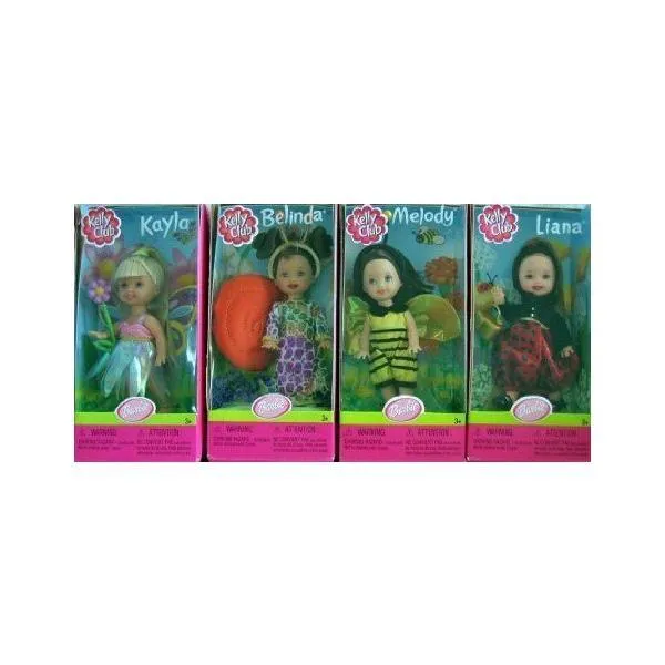 Barbie バービー Kelly Club - 4 Spring Time Dolls w Melody Bumble Bee, Kayla Butterfly, Belinda Sn