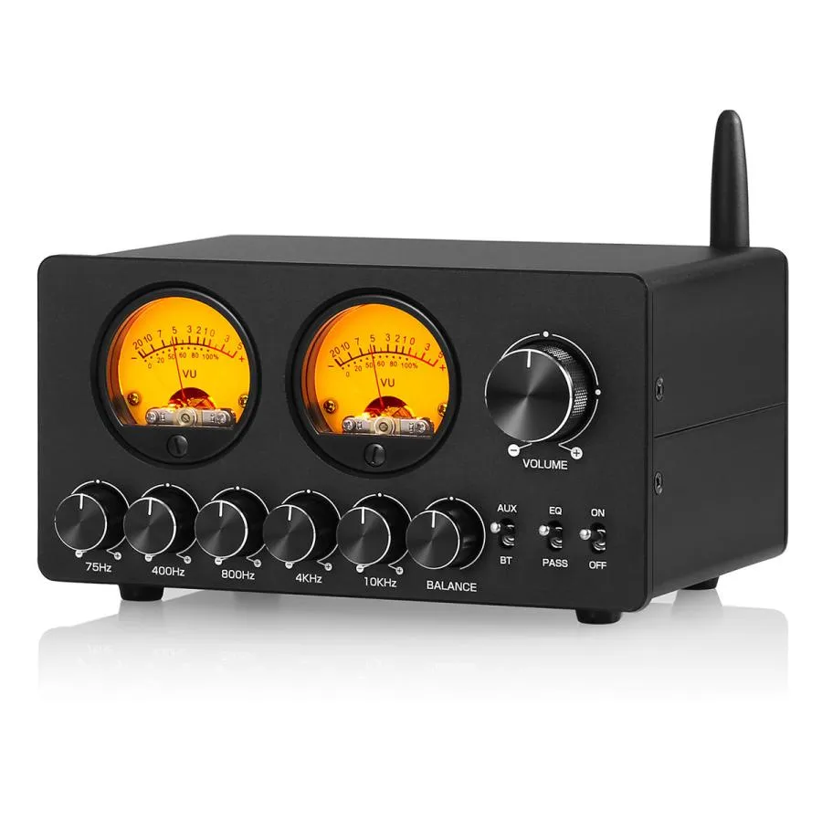 Douk Audio ミニ 5バンド EQイコライザ ＆ Bluetoothレシーバー ステレオ オーディオ小型 プリアンプ VUメーター付き EQ5-TONE