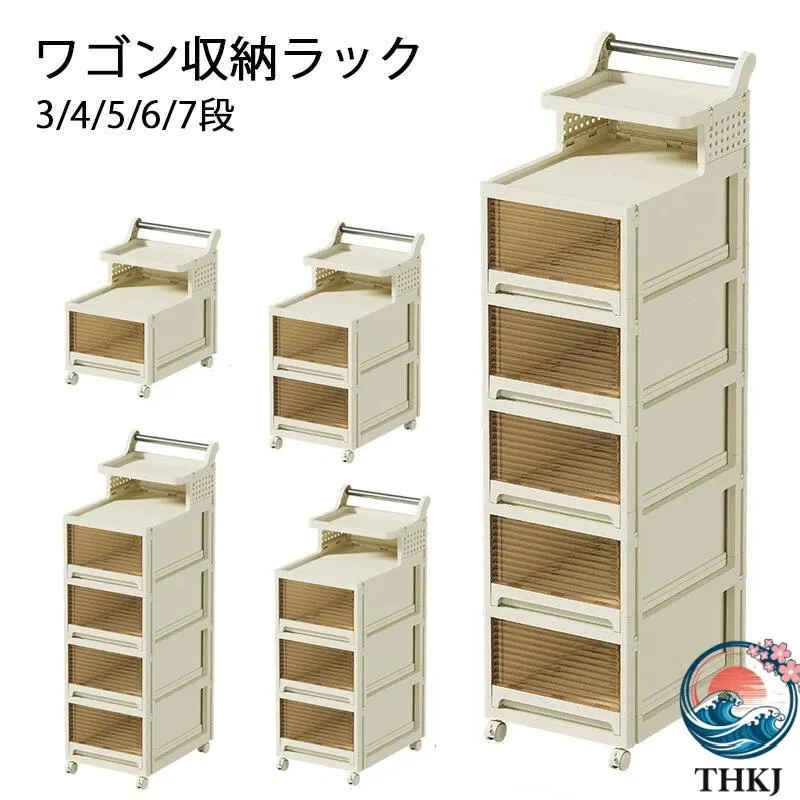 収納ボックス ワゴン 収納ラック キッチンワゴン 7段 キャスター付き THKJ 引き出し付き 透明 スリム 収納ケース おしいれ 使いやすい お手入れ簡単 おすすめ