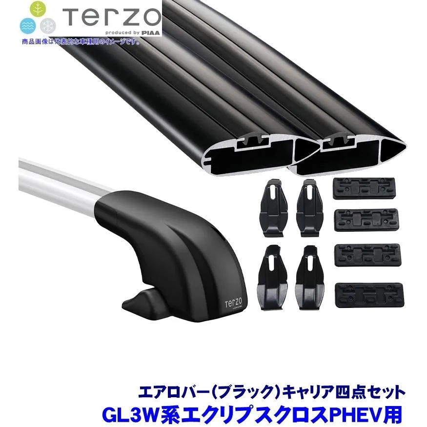 TERZO テルッツオ テルッツォ GL3W系エクリプスクロスPHEV(R2.12〜ルーフレール無)用ルーフキャリア フット＋エアロバー(ブラック)＋ホルダー四点セット
