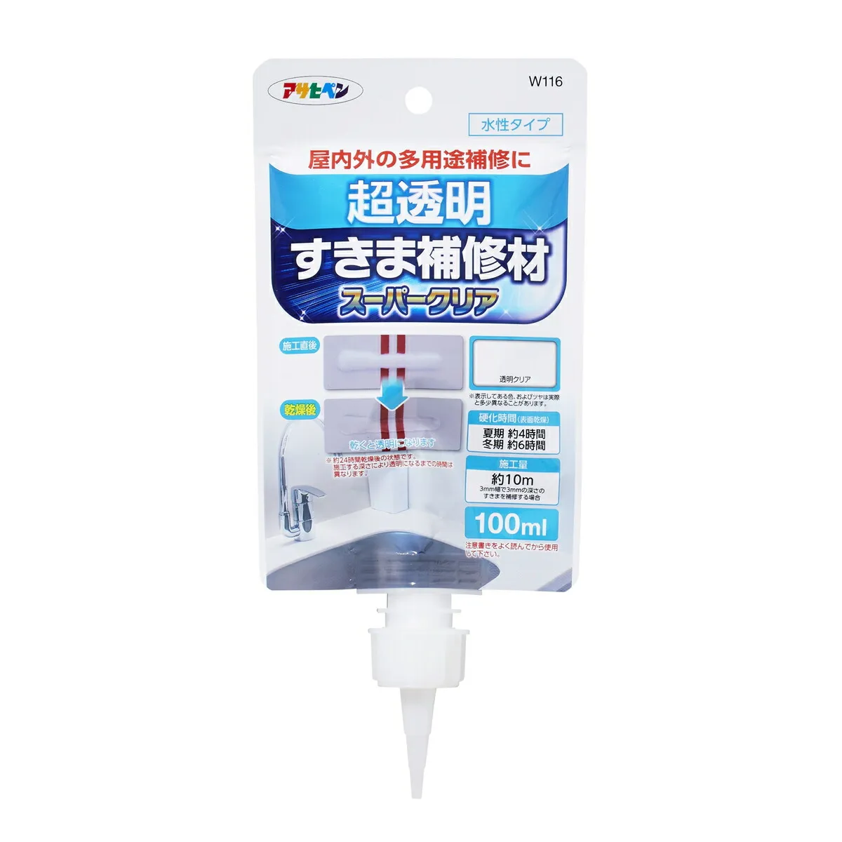 アサヒペン クリア スキマ用補修材スーパークリア100ML×24個 DIY 塗料 補修 リフォーム 家庭用 室内 屋内 屋外 プロ仕様 人気 定番 日曜大工 メンテナンス 改修 模様替え 張り替え 塗り替え DIY 塗料 補修 リフォーム 家庭用 室内