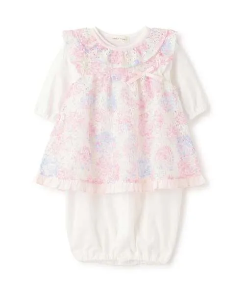 ベビー服 ロンパース アジサイレースエプロンつき2WAYオール「オーガニック」