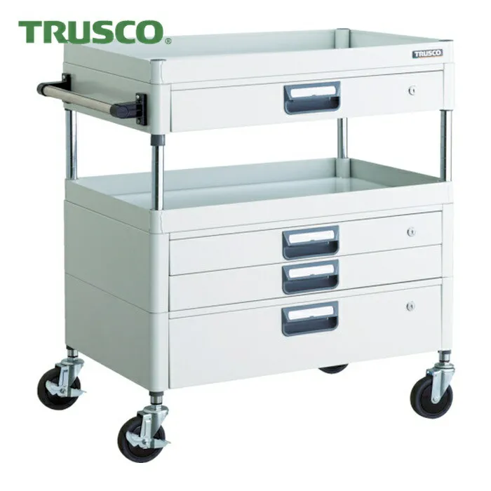 トラスコ TRUSCO ツールワゴン フェニックスワゴン 省音 750X500XH880 引出付 ホワイト (1台) PEW-972VXZ-W