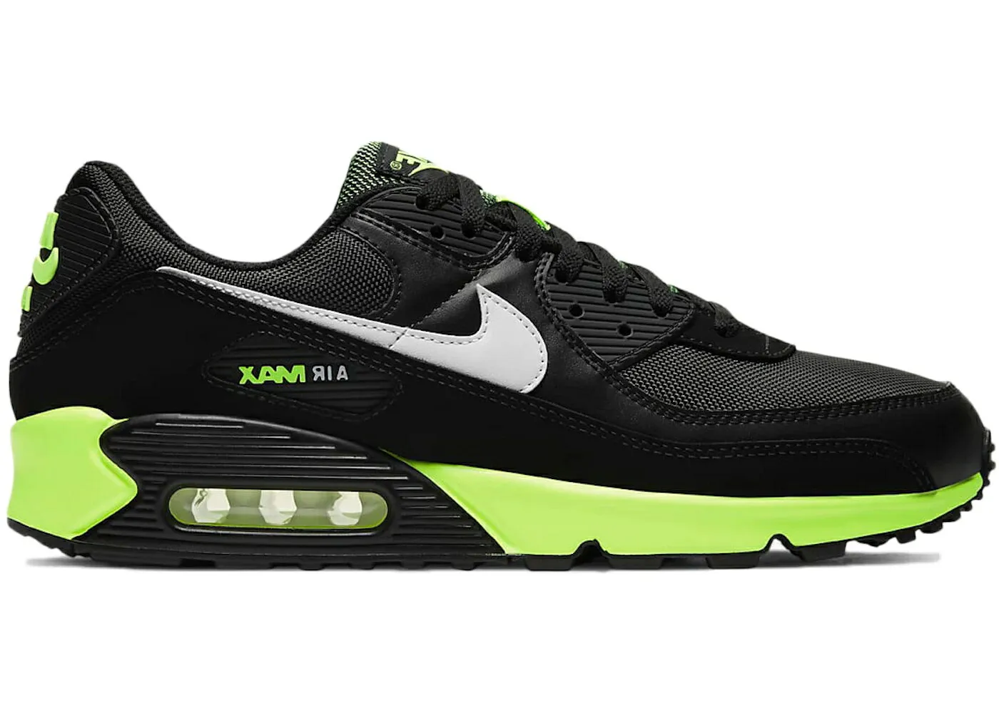 ナイキ マックス 黒色 ブラック ライム 白色 ホワイト エアマックス スニーカー メンズ NIKE AIR MAX 90 BLACK HOT LIME / BLACK WHITE HOT LIME