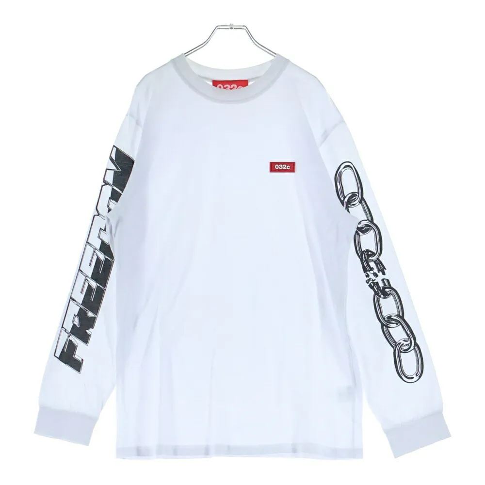 032c(ゼロスリーツーシー ) サイズ:M FREEDOM L/S TEE ラバーロゴ アームグラフィック クルーネック ロングスリーブ 長袖Tシャツ カットソー ホワイト【新古品/中古】【程度S】【カラーホワイト】【取扱店舗BRING大宮店】