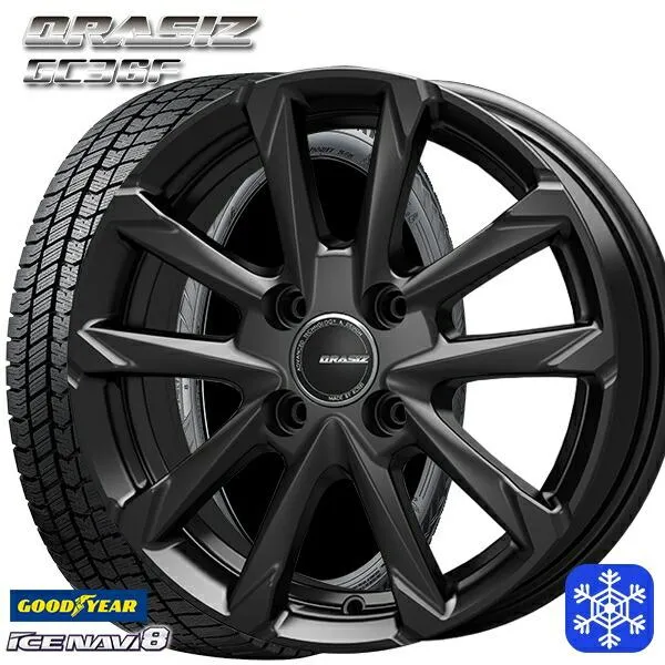 数量限定 195/60R17インチ グッドイヤー アイスナビ8 ICE NAVI8 4H100 スタッドレスタイヤホイール4本セット クレイシズ GC36F ブラック ライズ/ロッキー