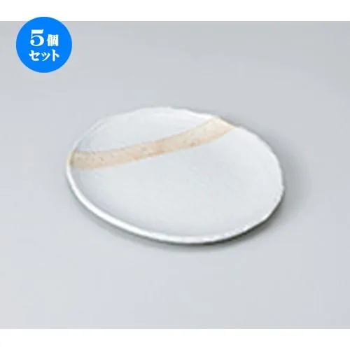 5個セット 和皿 粉引塗分け銘々皿 ［ 13.3 x 12.3 x 1.2cm ］ 【 料亭 旅館 和食器 飲食店 業務用 】