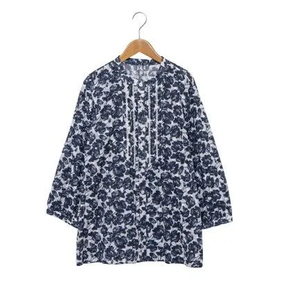 レリアンプラスハウス Leilian PLUS HOUSE バンドカラーブラウス （ネイビー系）