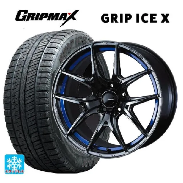 送料無料 スタッドレスタイヤホイール 4本セット 215/50R18 96H XL グリップマックス グリップアイスX ブラックレター ウェッズ ウェ