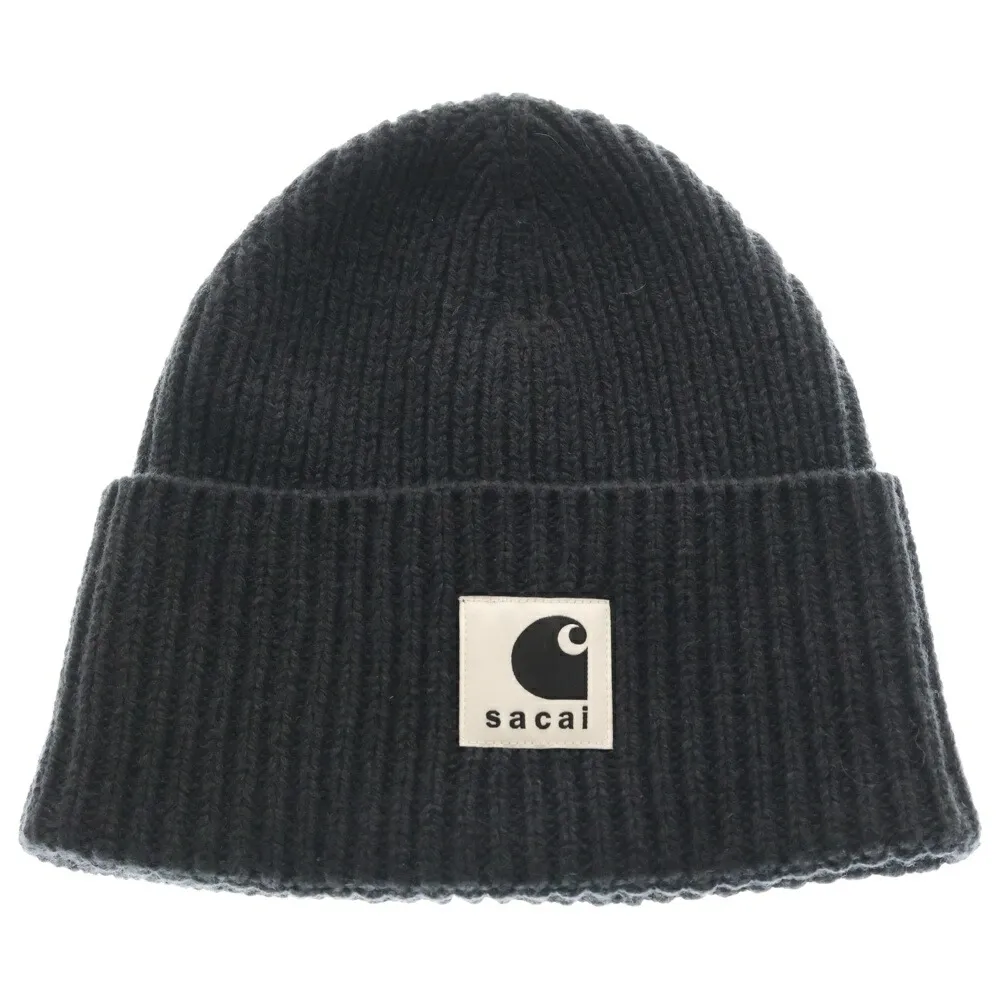 Sacai(サカイ) ×Carhartt WIP Wool Knit Beanie ウールニット ビーニー 帽子 25-00997S ブラック【中古】【程度B】