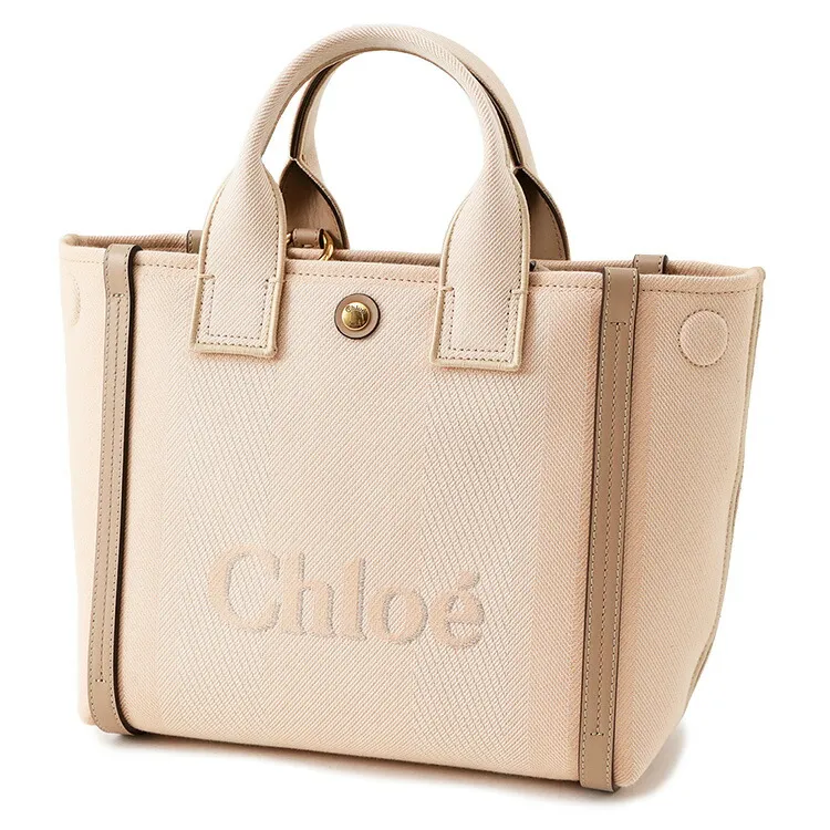 クロエ CHLOE キャンバス製Chloe Carryスモールトートバッグ CHC25SS911O65-26Y：Blushy_Beige【新作】