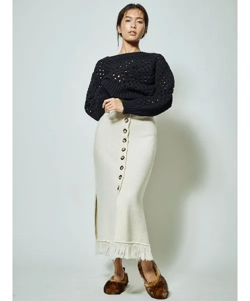 スカート BUTTON KNIT SKIRT
