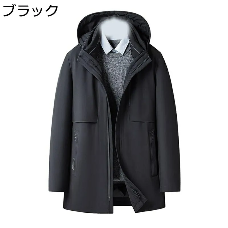ダウンコート ベンチ ジャケット メンズ 2way インナー取り外し可能保温 M-4XL ブルゾン オフィス 秋冬 冬服 カジュアル 冬服 大きいサイズ 厚手 ポケット 防寒服 簡約 着脱やすい 通勤 ビジネス