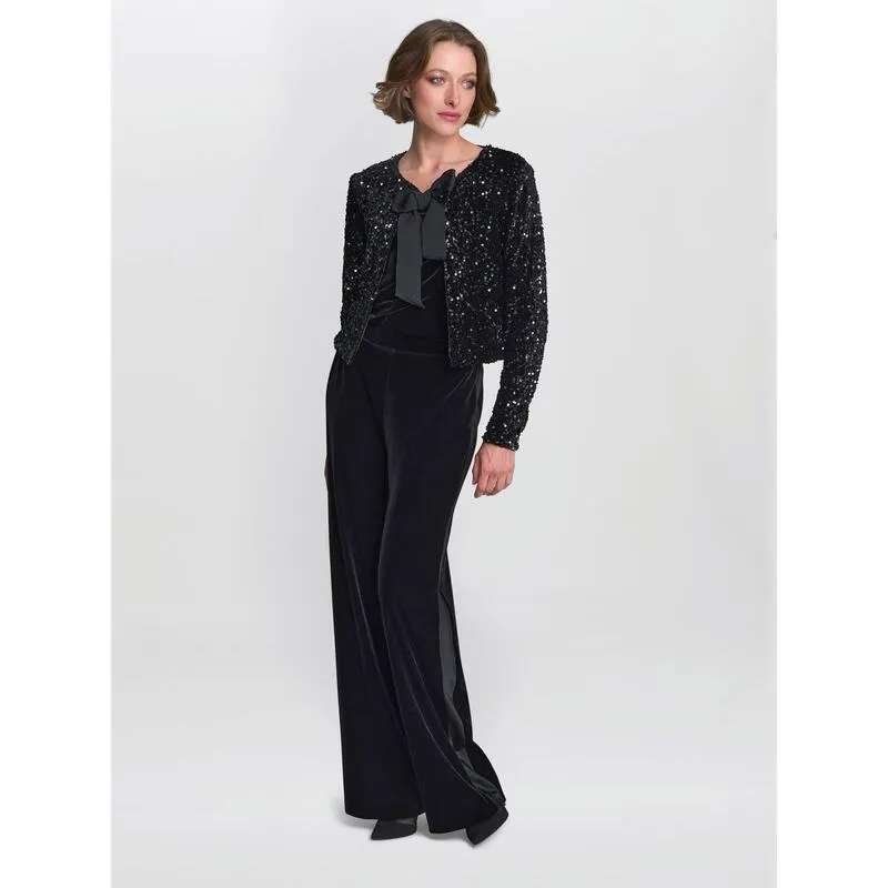 ジーナバッコーニ レディース アウター ジャケット・ブルゾン スパンコール Gina Bacconi Women Roxy Sequin Tailored Jacket Black ブラック