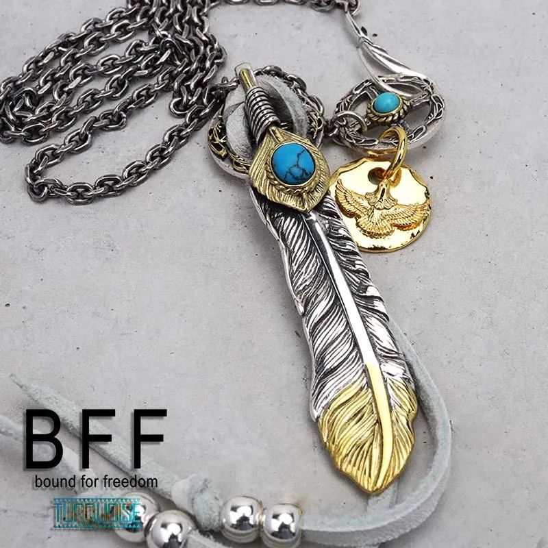 ＼店内まるっと10%OFF祭／BFF ブランド フェザーネックレス メンズ シルバー925 18K GP 金属アレルギー対応 専用BOX付属 爆買