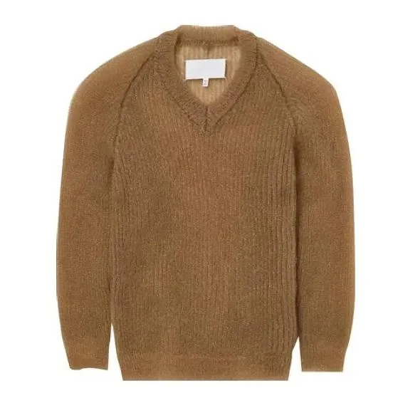 メゾン マルジェラ （Maison Margiela） シアーニット Vネック セーター XS S29HN0007 155/80A ライトブラウン（新品）