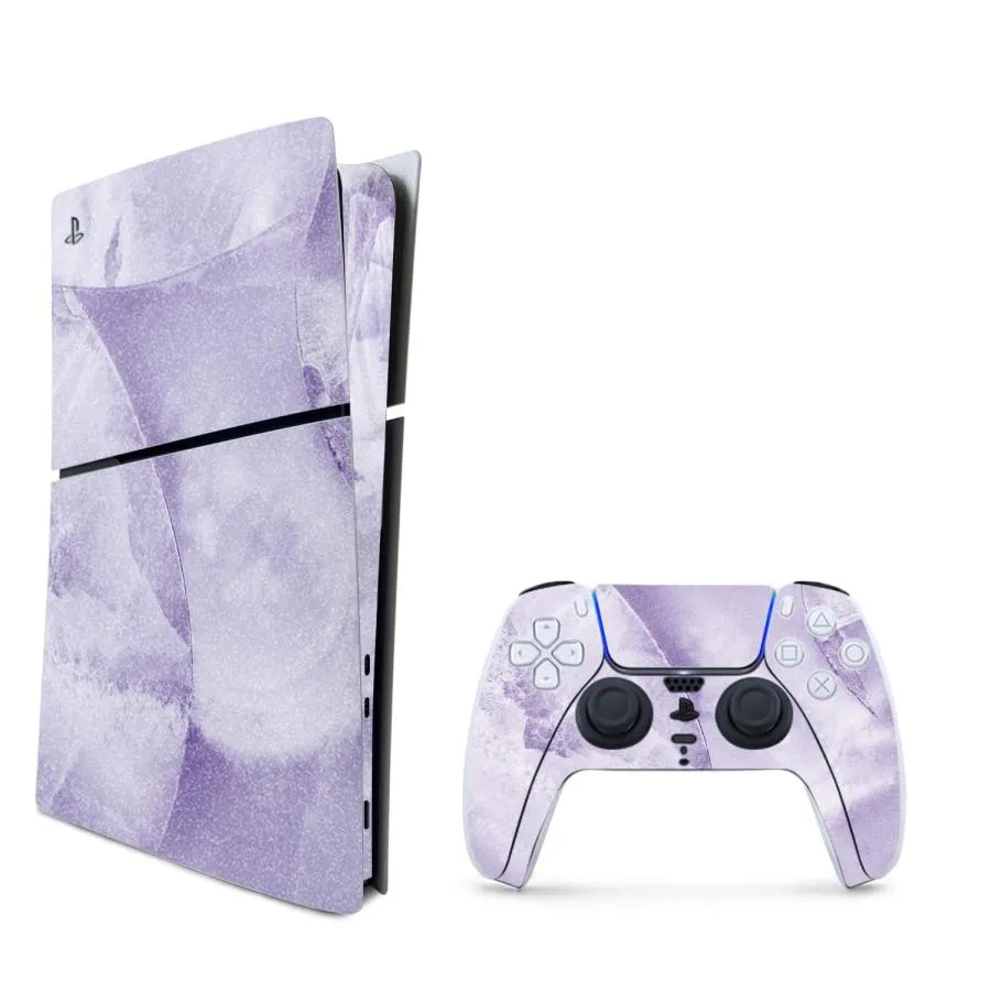 MightySkins Playstation 5 Slim Digital Edition 用グリッタースキン「Round Amethyst」保護デカールラップ 着脱簡単