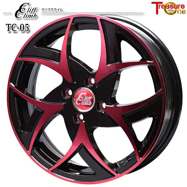 サマータイヤ ホイール4本セット 165/55R14インチ 4H100 トレジャーワン クリフクライム TC05 レッド ダンロップ エナセーブ EC204