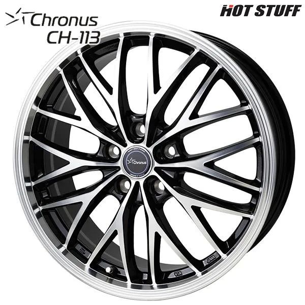 HotStuff ホットスタッフ クロノス CH113 18インチ 7.0J 5H114.3 +48 メタリックブラックポリッシュ アルミホイール単品 4本セット 送料無料