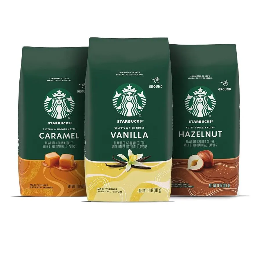 お得な3個セット Starbucks社 バニラ キャラメル カラメル ヘーゼルナッツ味コーヒー各311g×3個