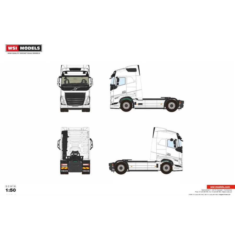 【予約】2026年発売予定 Volvo FH5 MY2024 GLOBETROTTER 4X2 White Line WSI 1/50 建設機械 模型