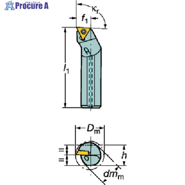 SANDVIK コロターン107 旋削加工用防振カートリッジボーリングバー(430) F12Q-STFCL 09-R (430) 1本 ▼570-8591  ●KO521
