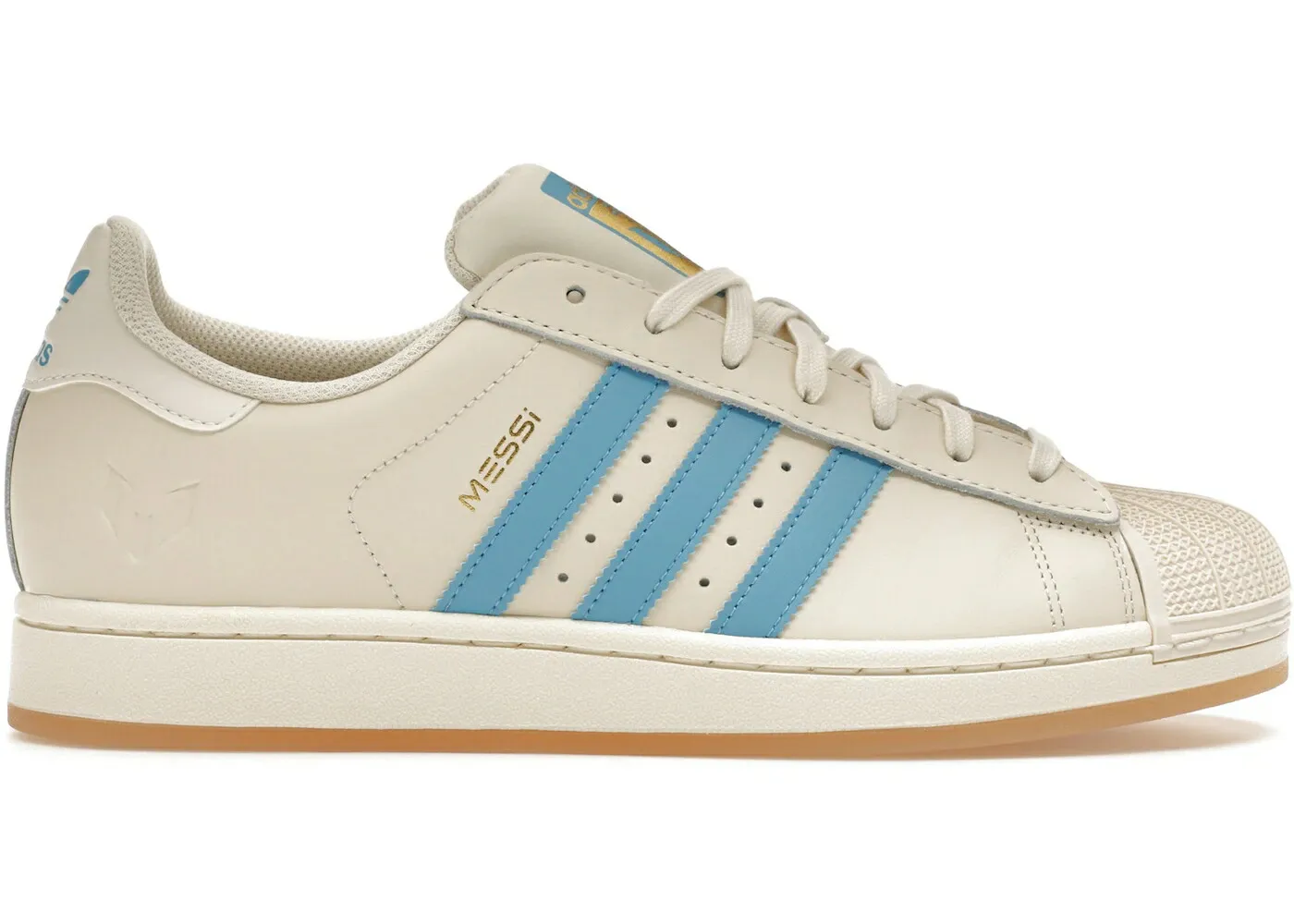 アディダス スーパースター アルゼンチン クリーム 白色 ホワイト 青色 ブルー バースト ゴールド スニーカー メンズ ADIDAS SUPERSTAR LIONEL MESSI ARGENTINA / CREAM WHITE SEMI BLUE BURST GOLD