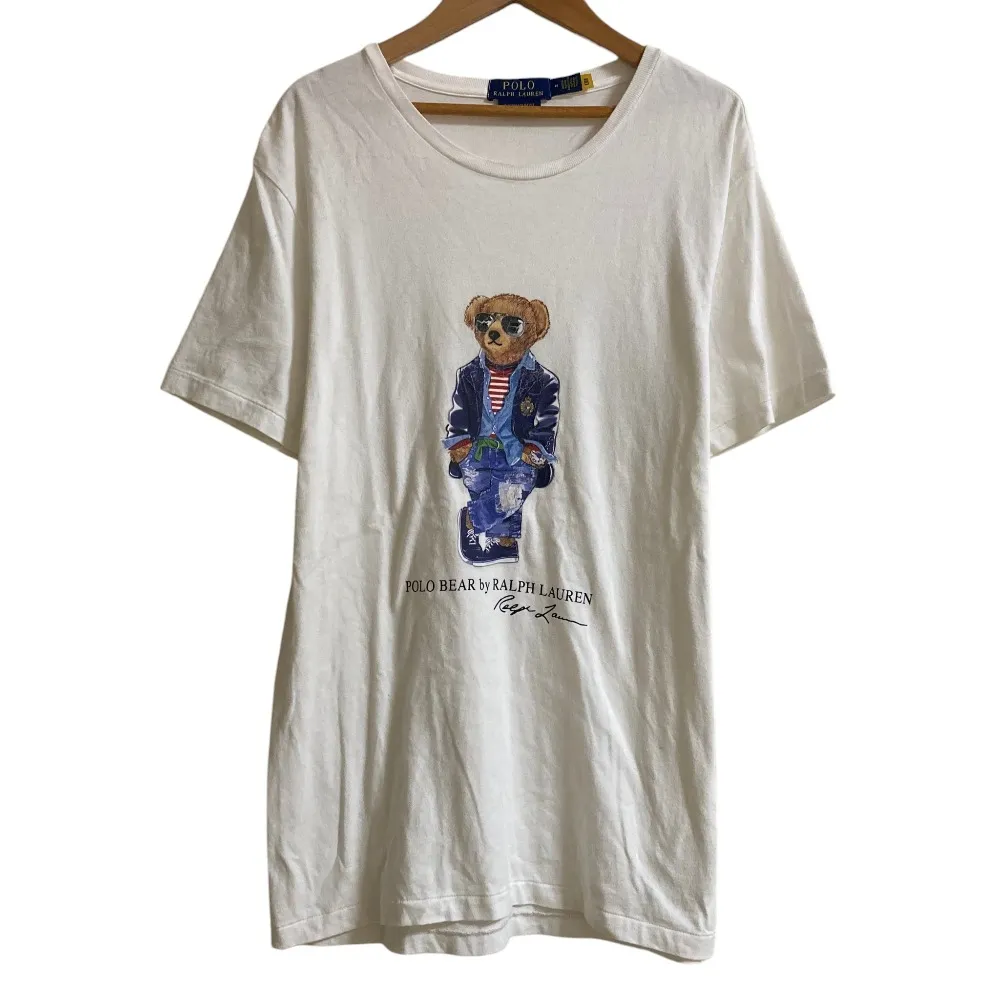 【中古】美品 POLO RALPH LAUREN ポロラルフローレン ポロベア プリント Tシャツ Mサイズ ホワイト メンズ Luxs ブランド古着のリュクス