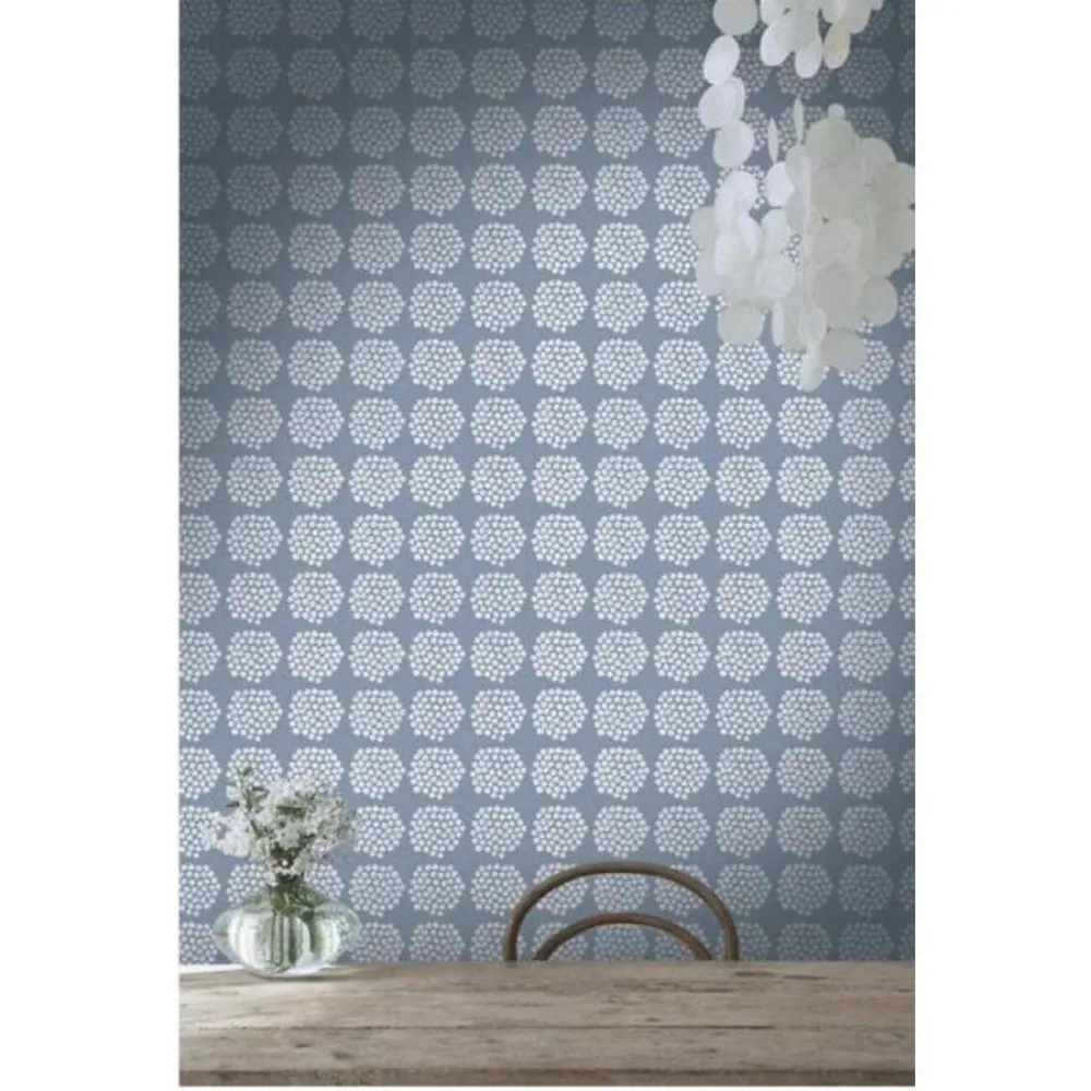 マリメッコ プケッティ 壁紙 フレンチブルー 53cm幅 北欧デザイン おしゃれ インテリア クロス 花柄 marimekko Puketti