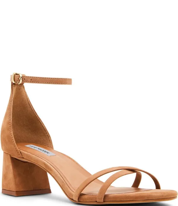 スティーブ マデン レディース シューズ サンダル アンクル ヒール Steve Madden Rae Nubuck Ankle Strap Block Heel Dressandals Tan タン