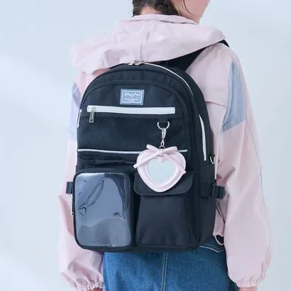 メゾピアノジュニア mezzo piano junior 【撥水】チャームつきクリアポケットリュック 20L （黒）