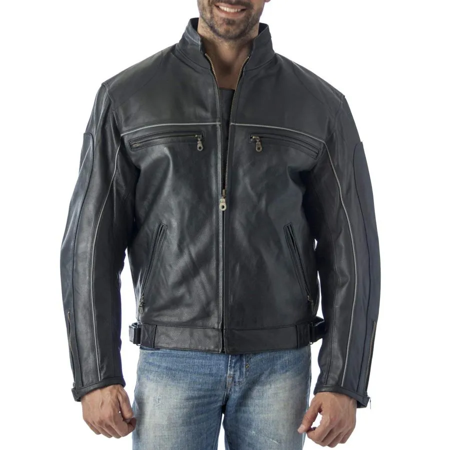 【並行輸入品】REED〓 Mens Vented Leather Motorcycle Jacket (XL)