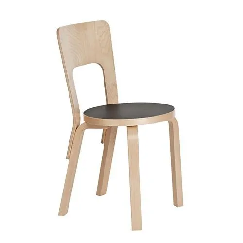 artek(アルテック)ダイニングチェア 66チェア ブラックリノリウム（要組立）