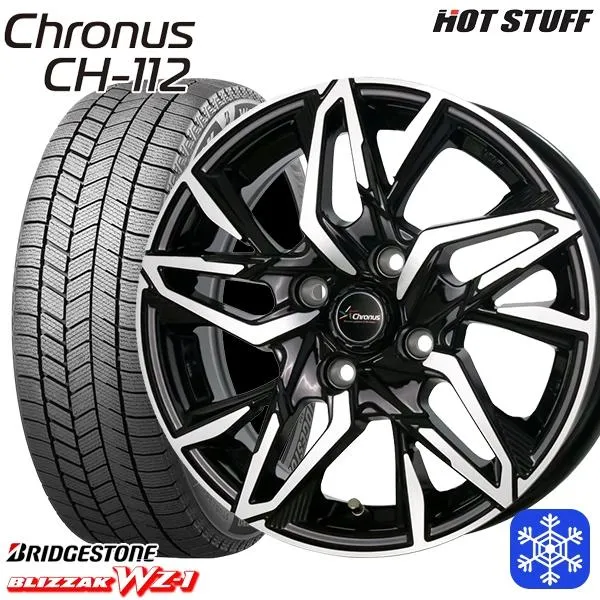 175/65R15インチ ブリヂストン ブリザック WZ-1 WZ1 4H100 スタッドレスタイヤホイール4本セット クロノス CH-112