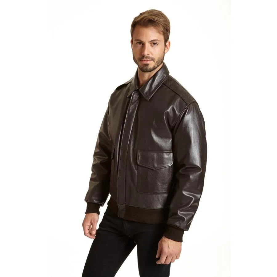 【並行輸入品】Excelled メンズ レザー フライトジャケット US サイズ: X Large カラー: ブラウン Men Air Forc