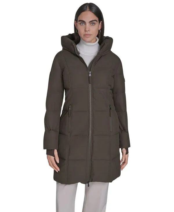 カルバンクライン レディース アウター ジャケット・ブルゾン コート Calvin Klein Women Stand Collar Hooded Puffer Coat Twig