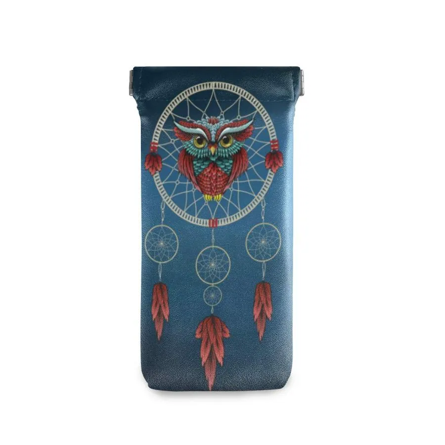 【並行輸入品】Sunglasses Pouch Animal Owl Dreamcatcher Squeeze Top Glasses Pou