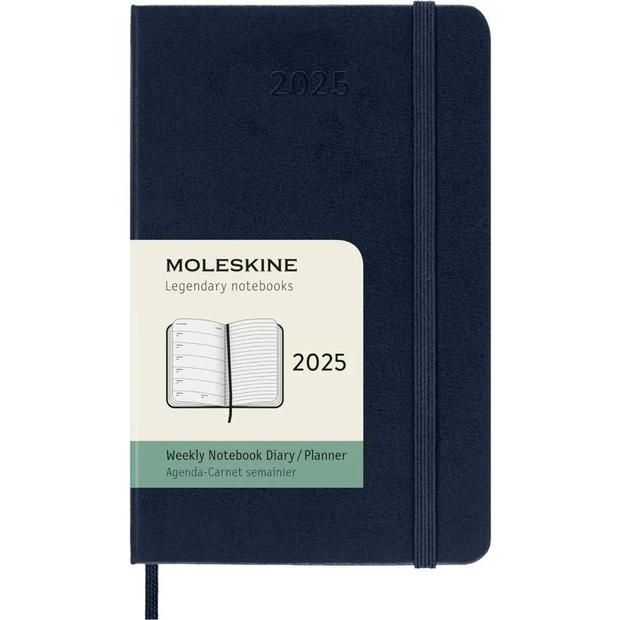 Moleskine Classic 12 Month 2025 Weekly Planner, Hard Cover, Pocket (3.5\" x 5.5\"), Sapphire Blue, 144 pages