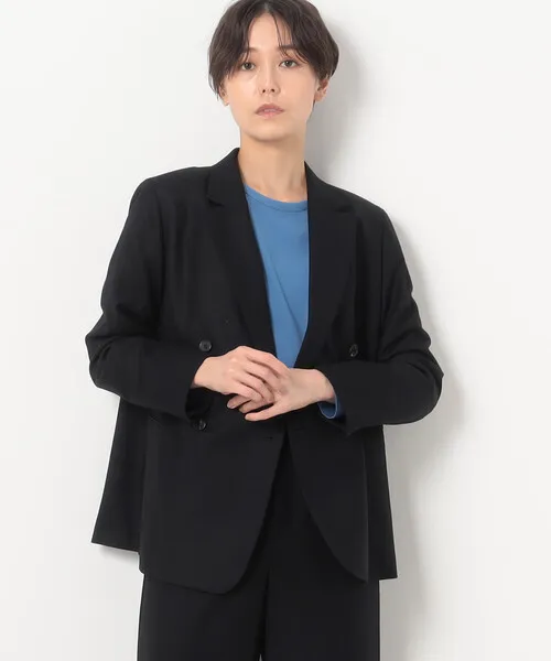 ジャケット テーラードジャケット 「 TALLサイズ 」 「セットアップ対応」２ＷＡＹストレッチフラノ ダブルブレストジャケット レディース